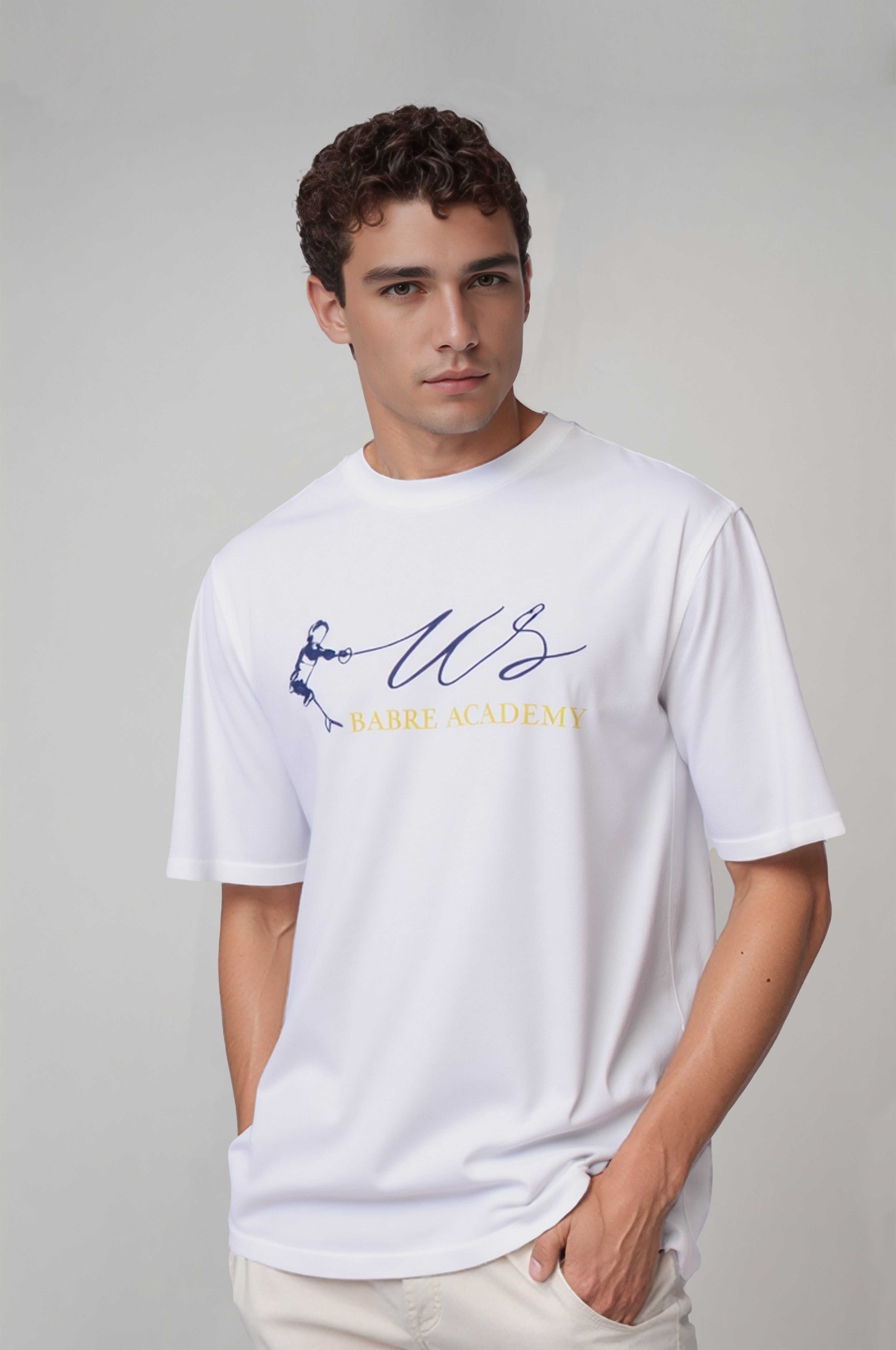 US Sabre Academy White Embroidered T-Shirt
