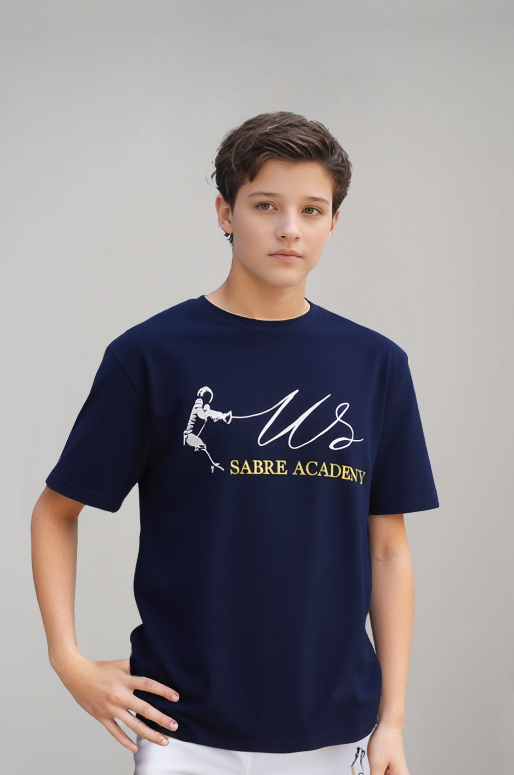US Sabre Academy Navy Blue Embroidered T-Shirt