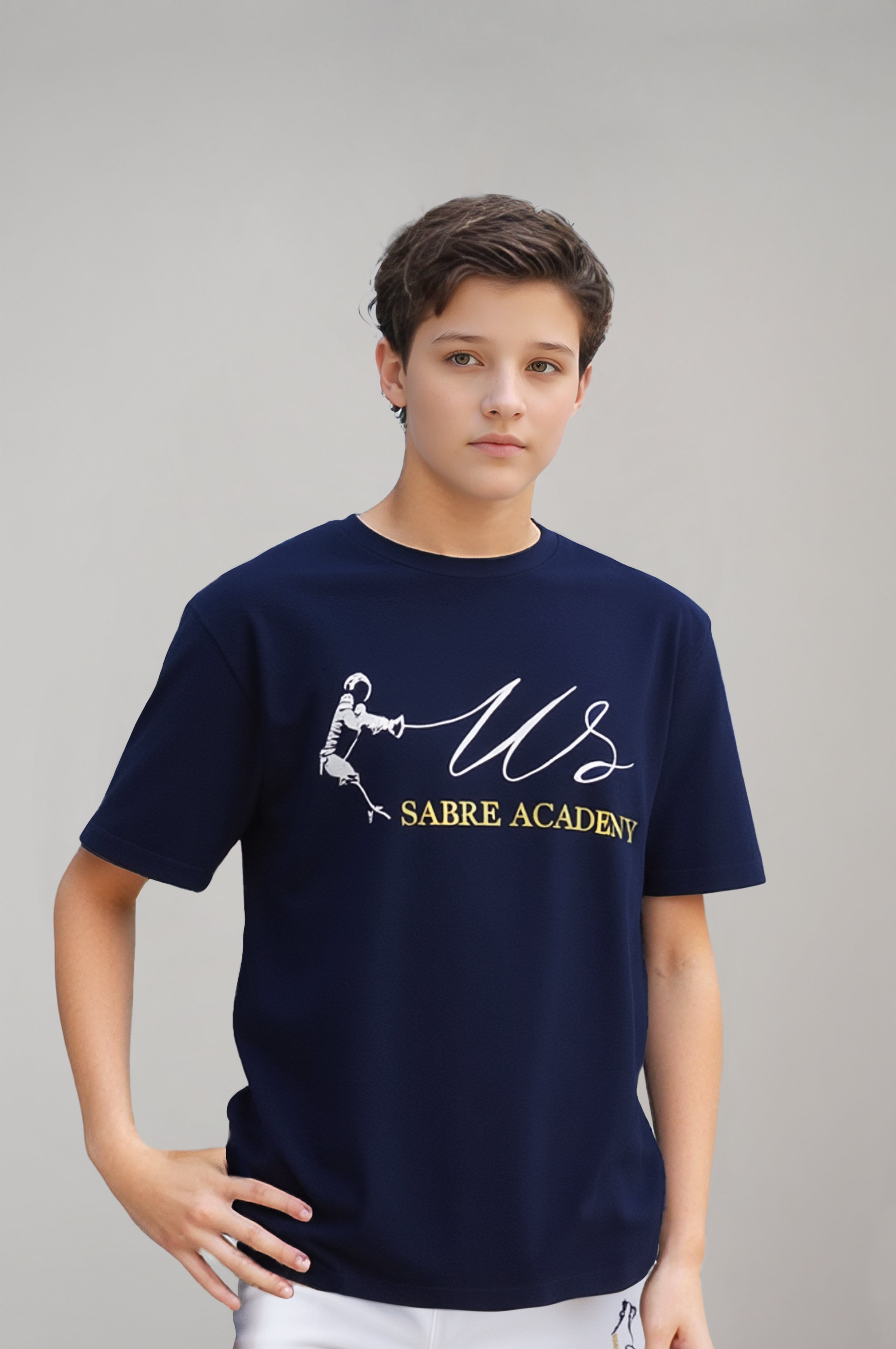 US Sabre Academy Navy Blue Embroidered T-Shirt