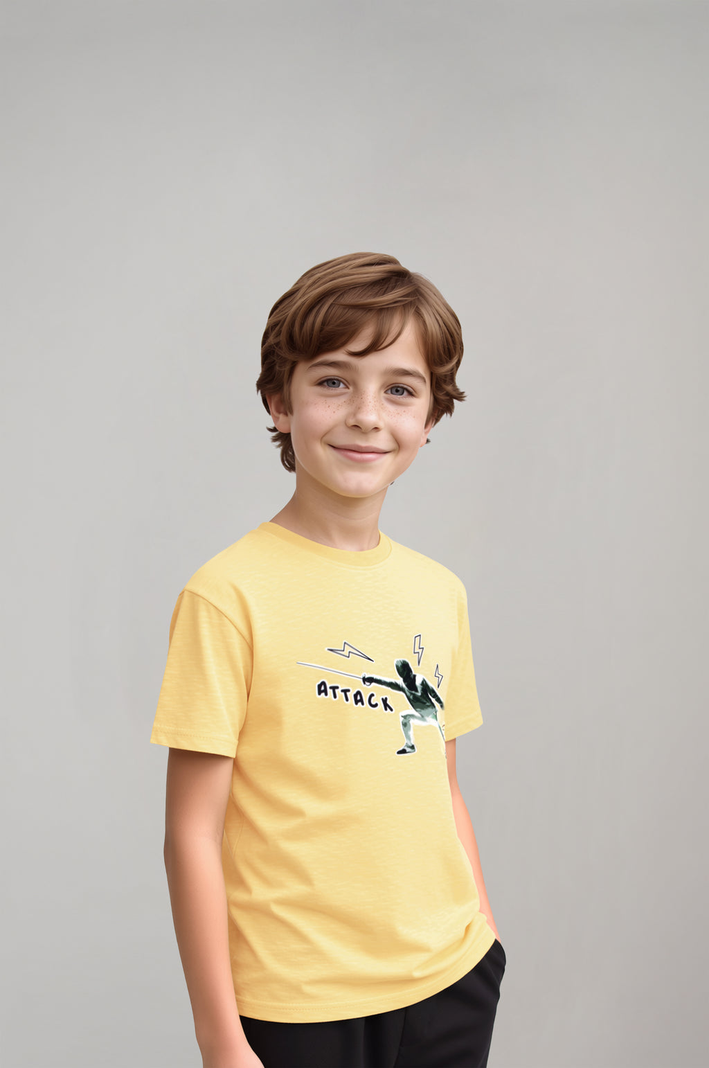 Boys’ Yellow Fencing Print T-Shirt