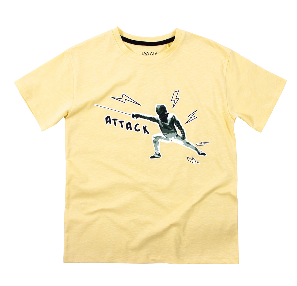 Boys’ Yellow Fencing Print T-Shirt