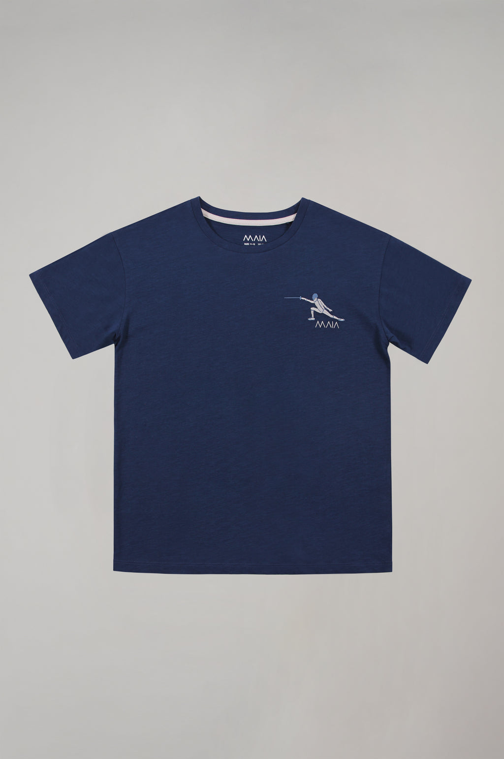Boys’ Fencing Embroidered T-Shirt – Navy Blue Tee with White Stitch Detail