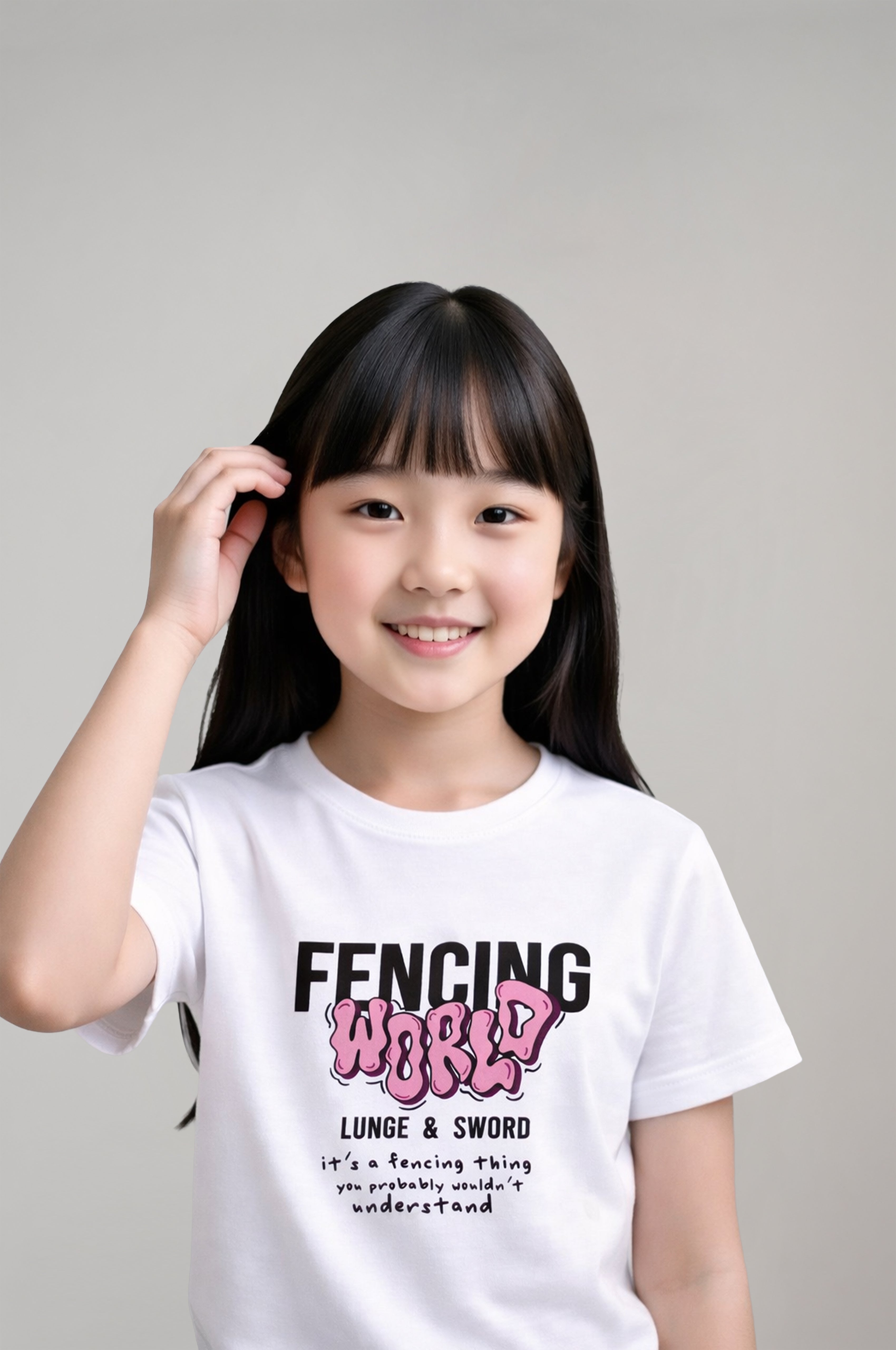 Girls’ Fencing Graphic White T-Shirt
