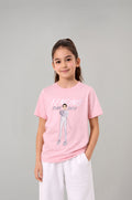 Fencing Graphic Light Pink T-Shirt for Girls