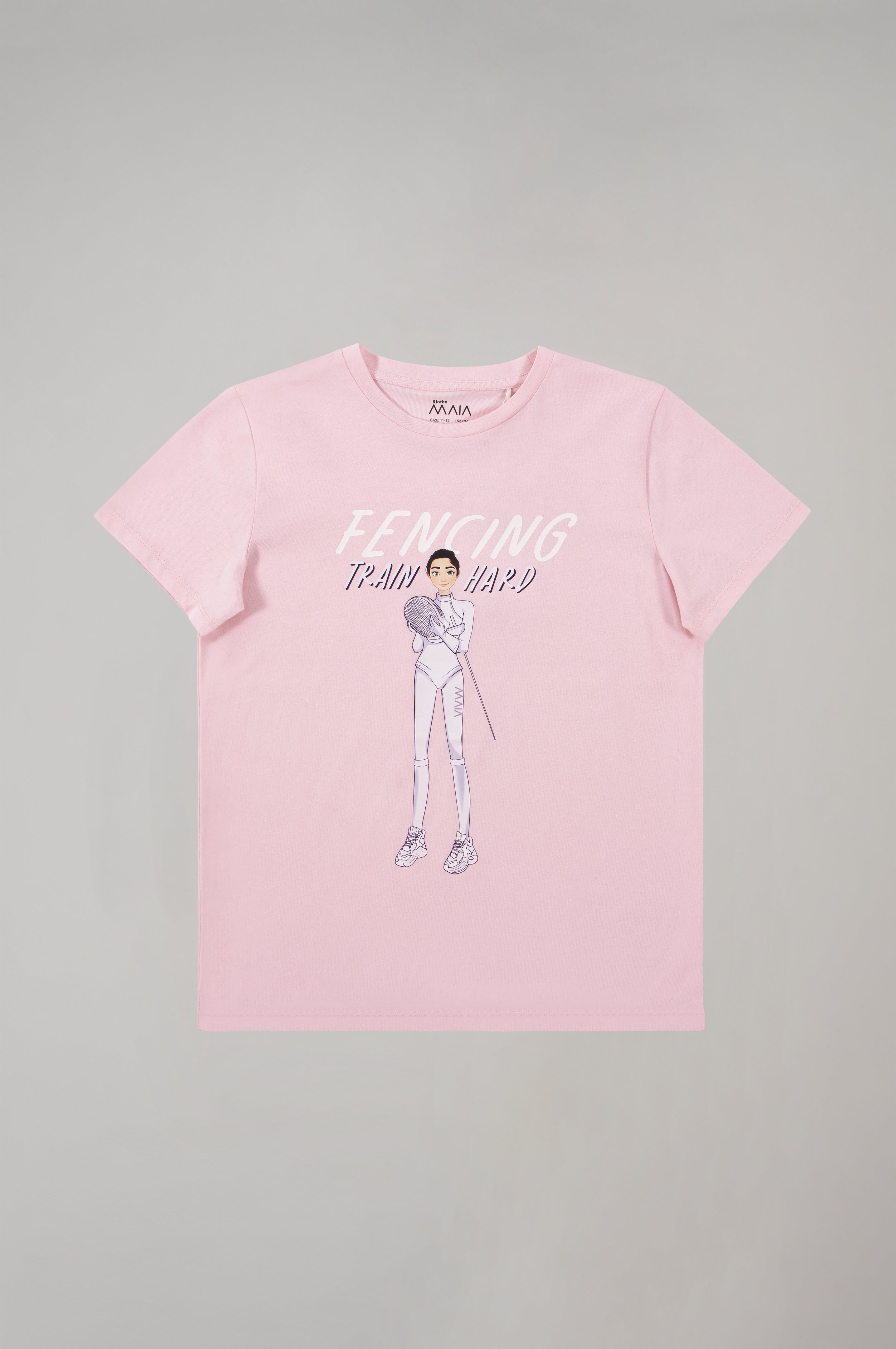 Fencing Graphic Light Pink T-Shirt for Girls