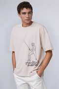 Men's Oversized T-Shirt with Fencing Print