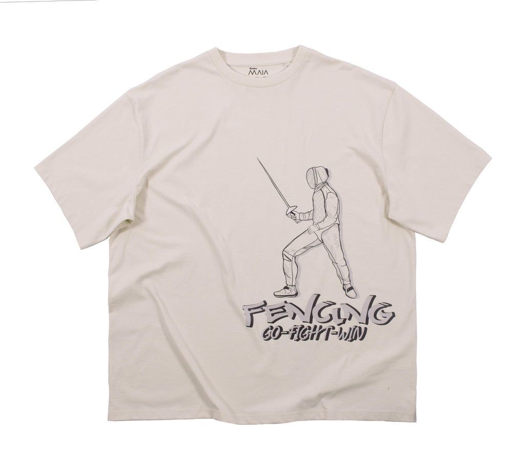 Men's Oversized T-Shirt with Fencing Print