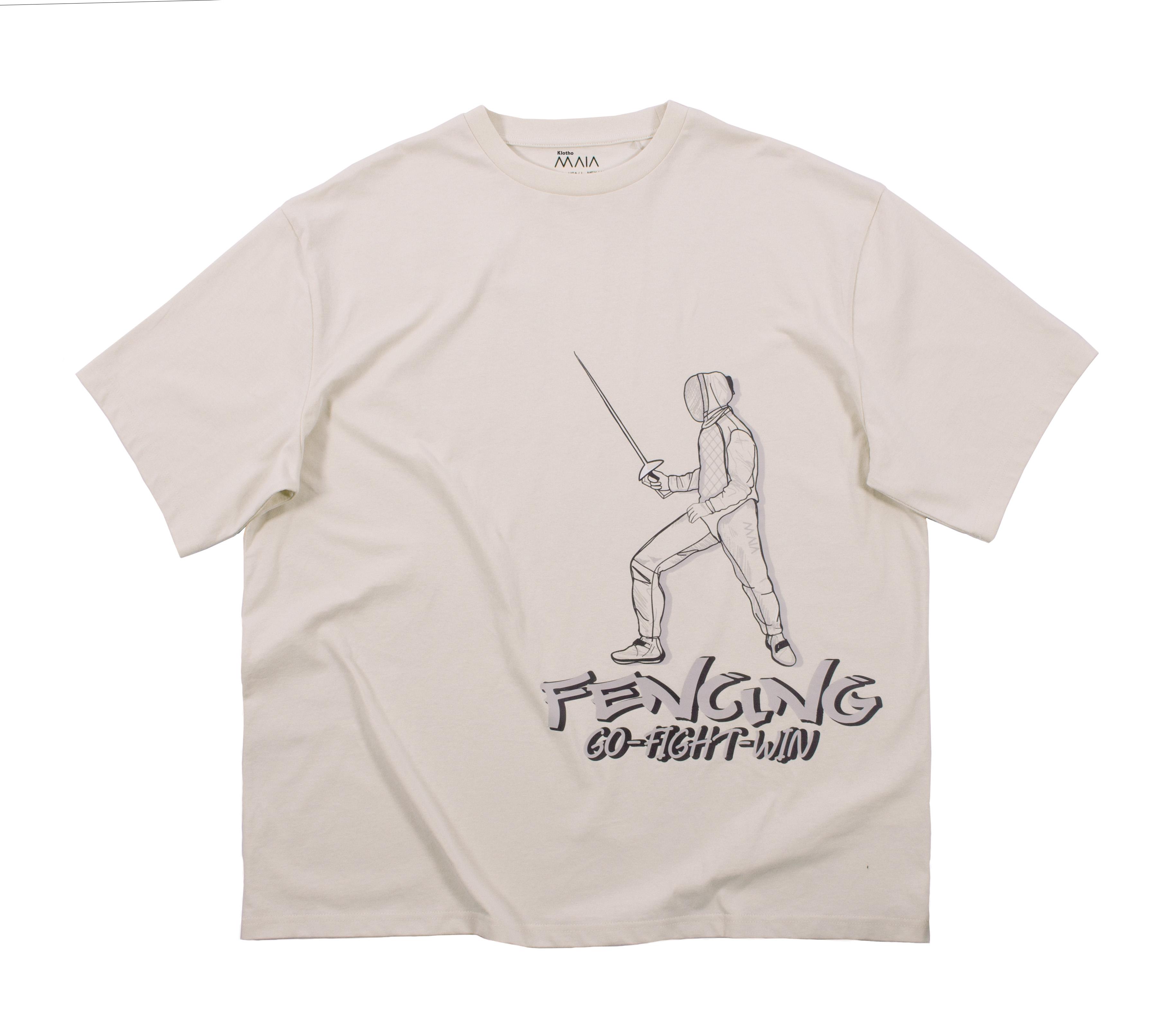 Men's Oversized T-Shirt with Fencing Print