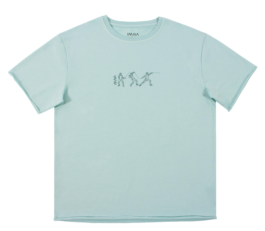 Men's Oversized T-Shirt with Embroidered Fencing Detail