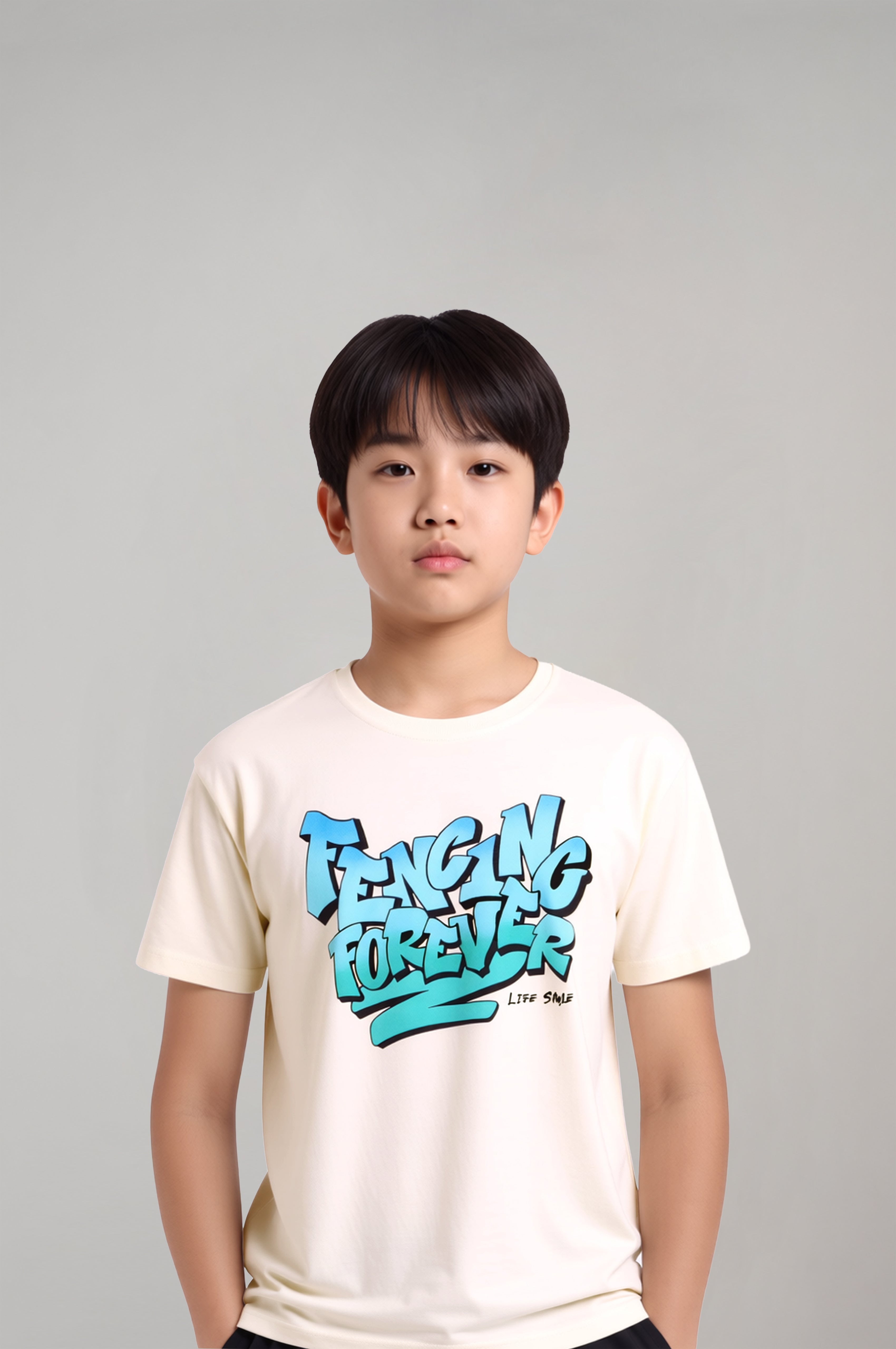 Boy's Ecru Fencing Forever Printed T-Shirt