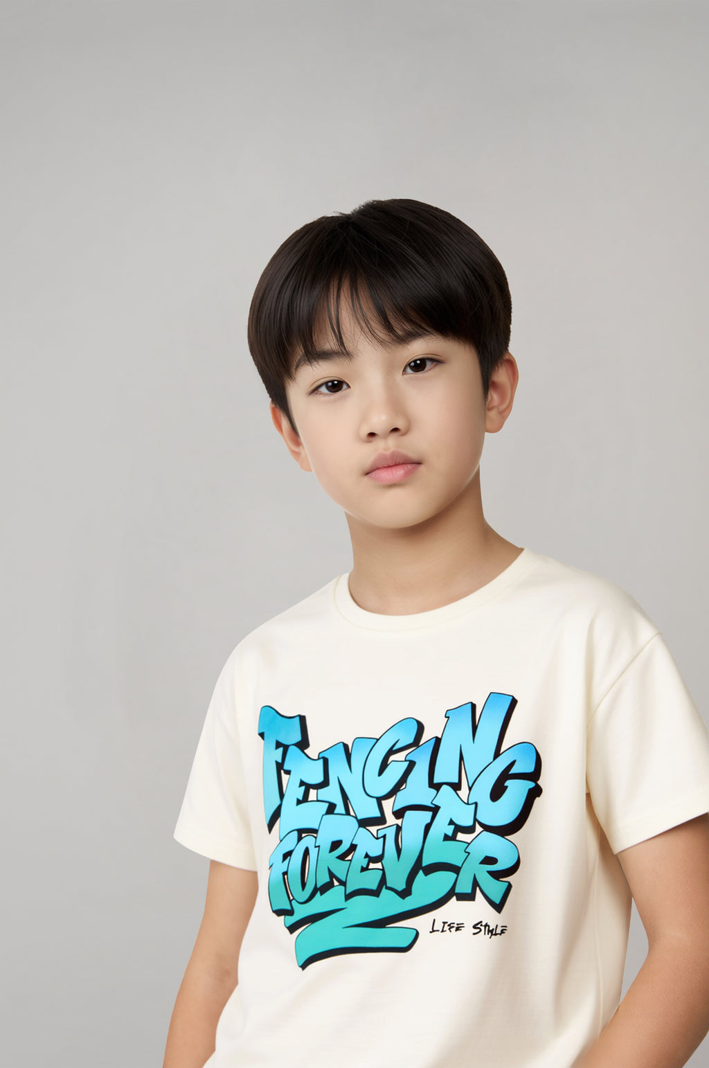 Boy's Ecru Fencing Forever Printed T-Shirt
