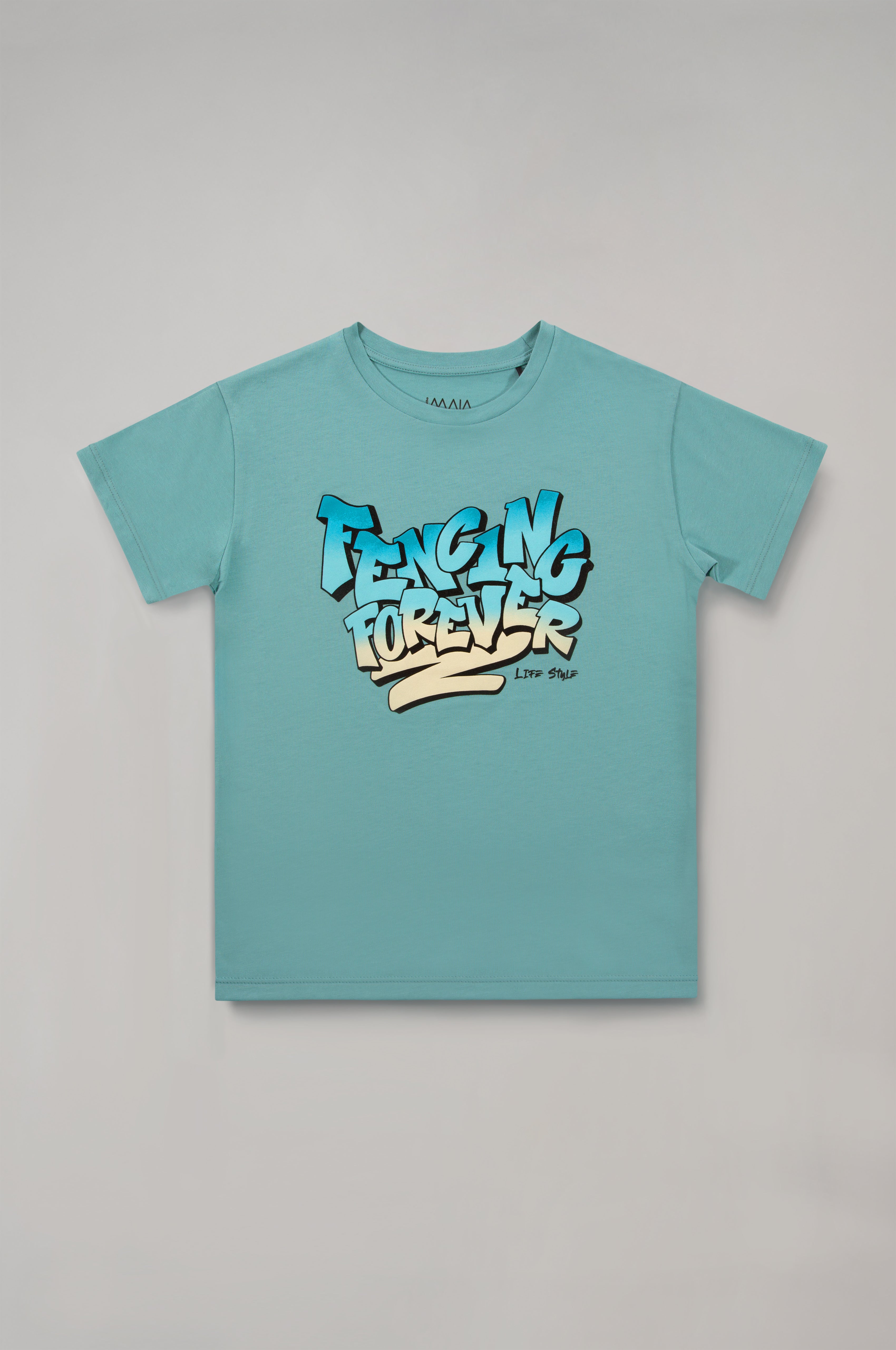 Boy's Mint Green Fencing Forever Printed T-Shirt