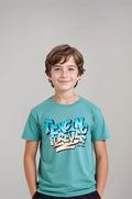 Boy's Mint Green Fencing Forever Printed T-Shirt