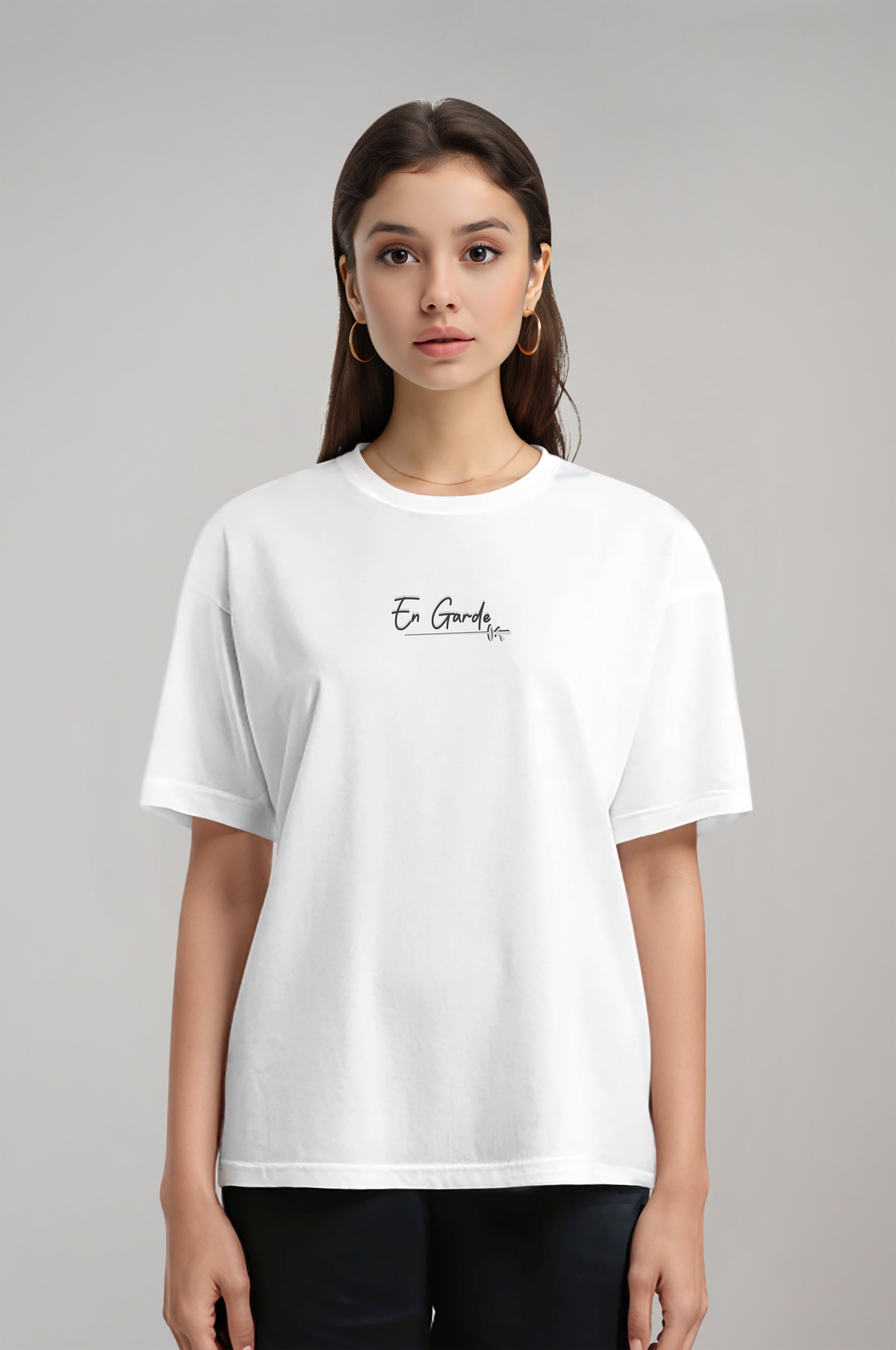 Women's Oversized T-Shirt with Fencing Print