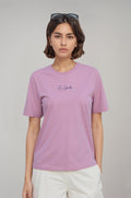 Women's Lilac Oversized T-Shirt with Fencing Print