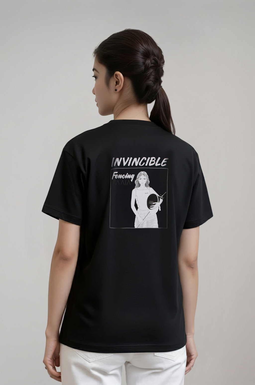 Women's Oversized T-Shirt with Fencing Print