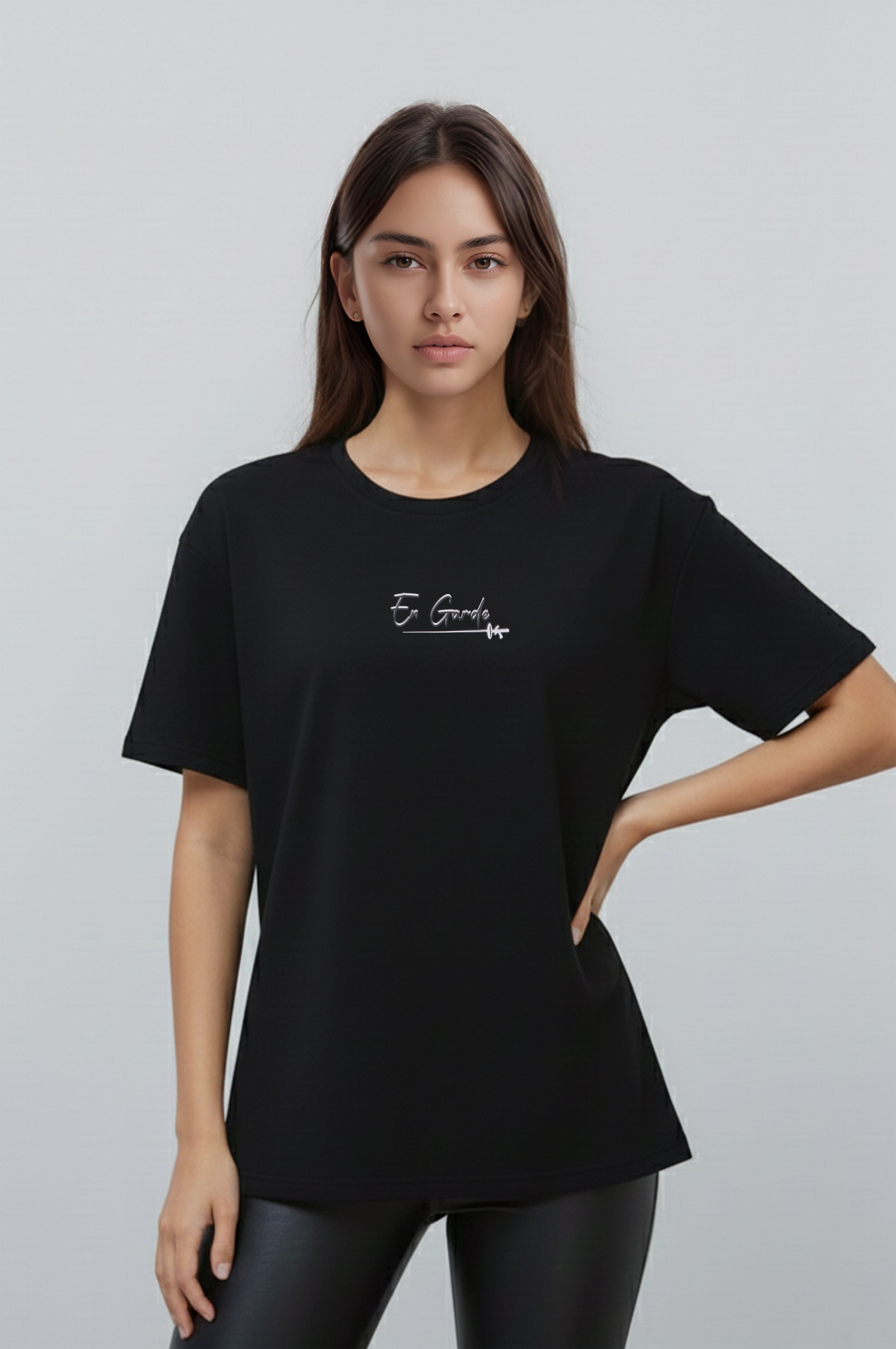 Women's Oversized T-Shirt with Fencing Print