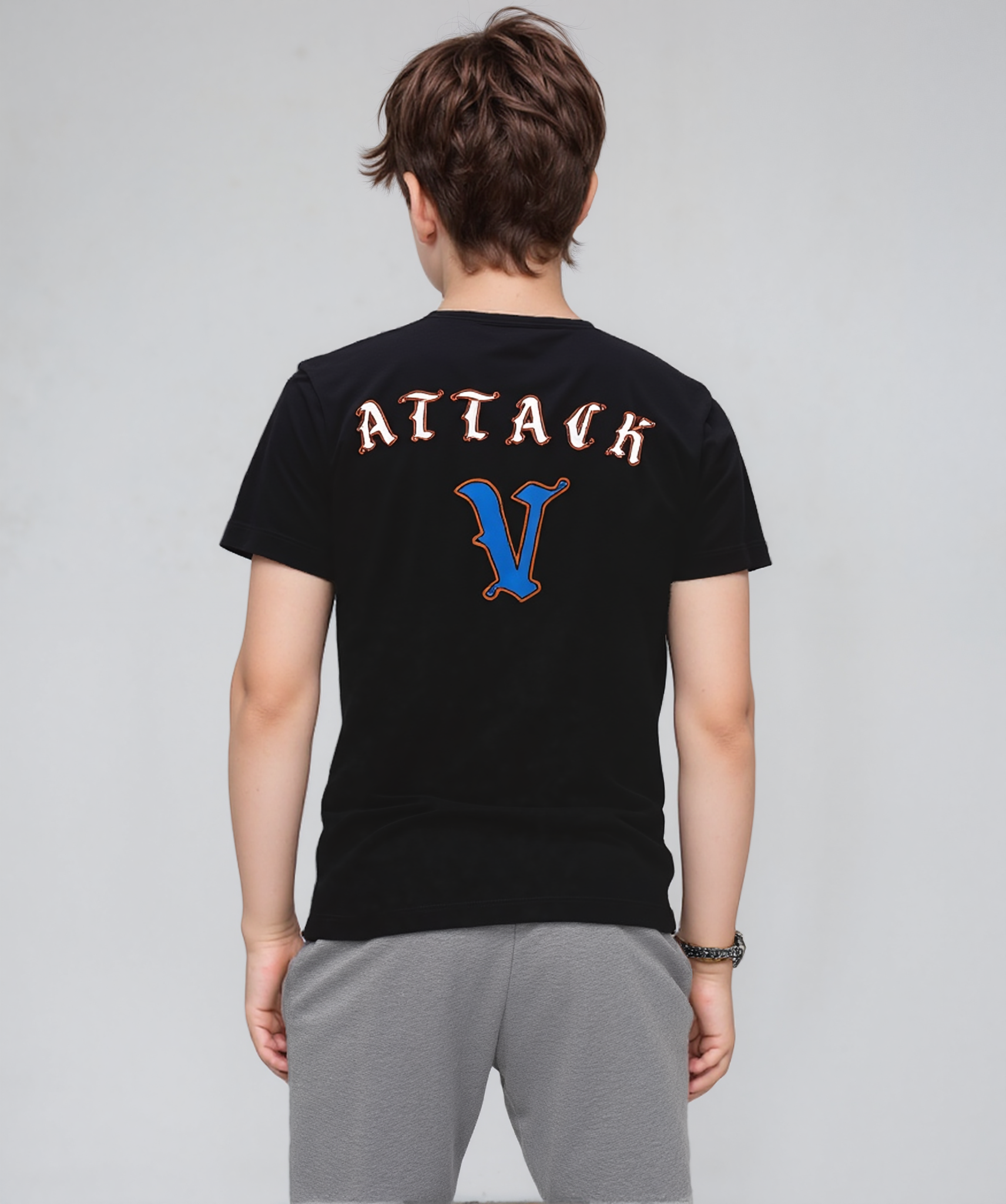 Boy's Black Fencing Attack Printed T-Shirt