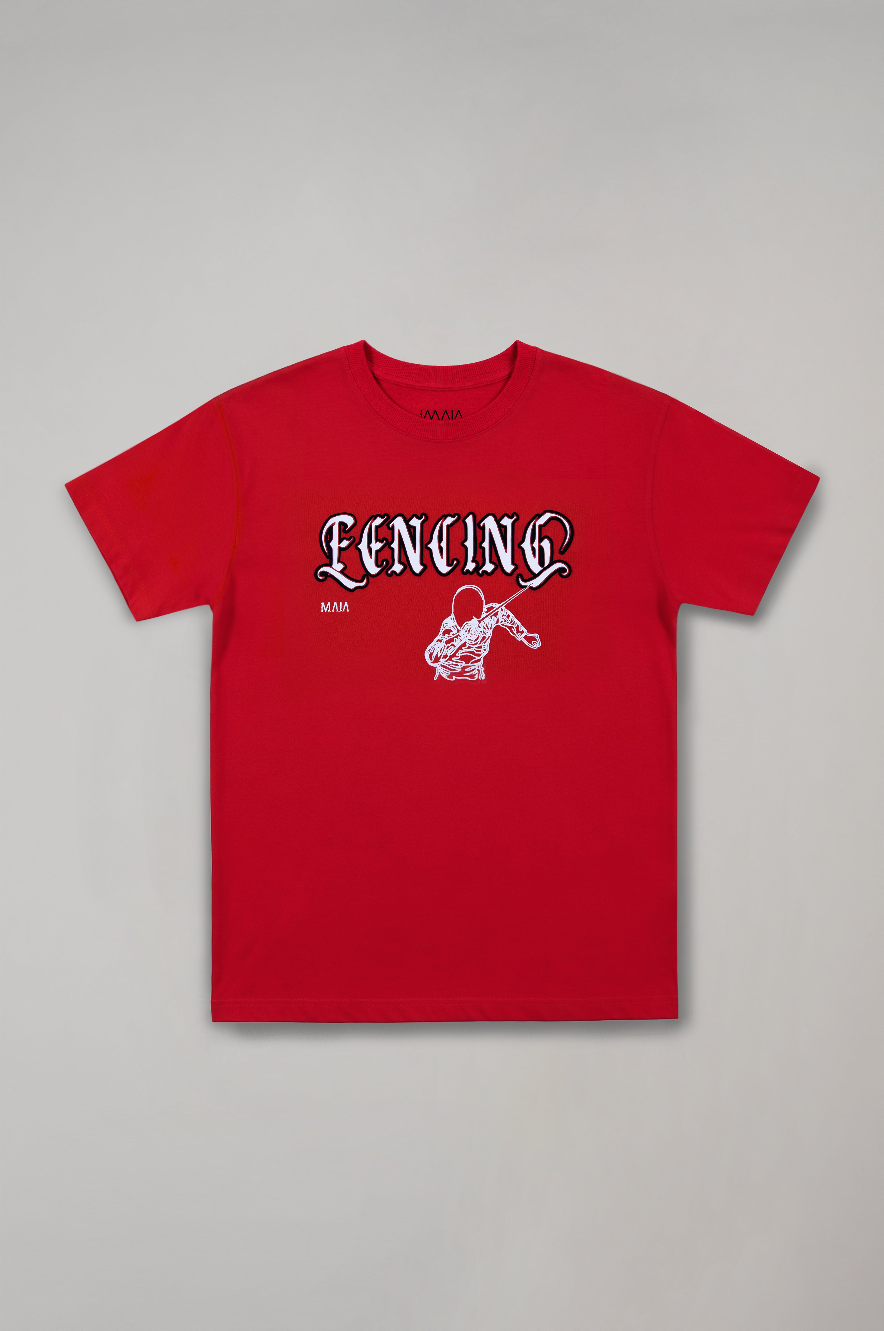 Boy's Red Fencing Embossed Printed T-Shirt