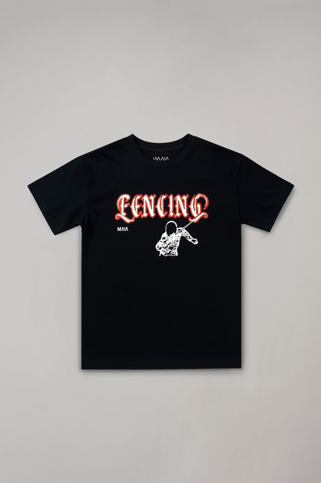 Boy's Black Fencing Embossed Printed T-Shirt