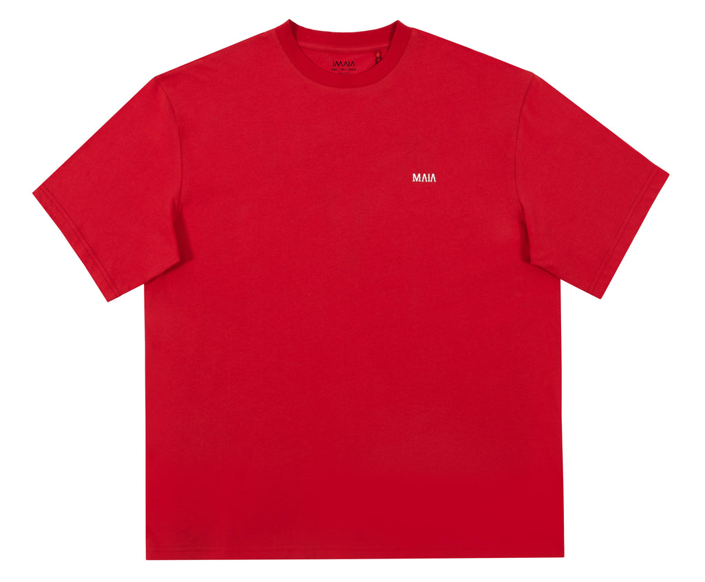 Men's Red Oversized T-Shirt with Fencing Back Print