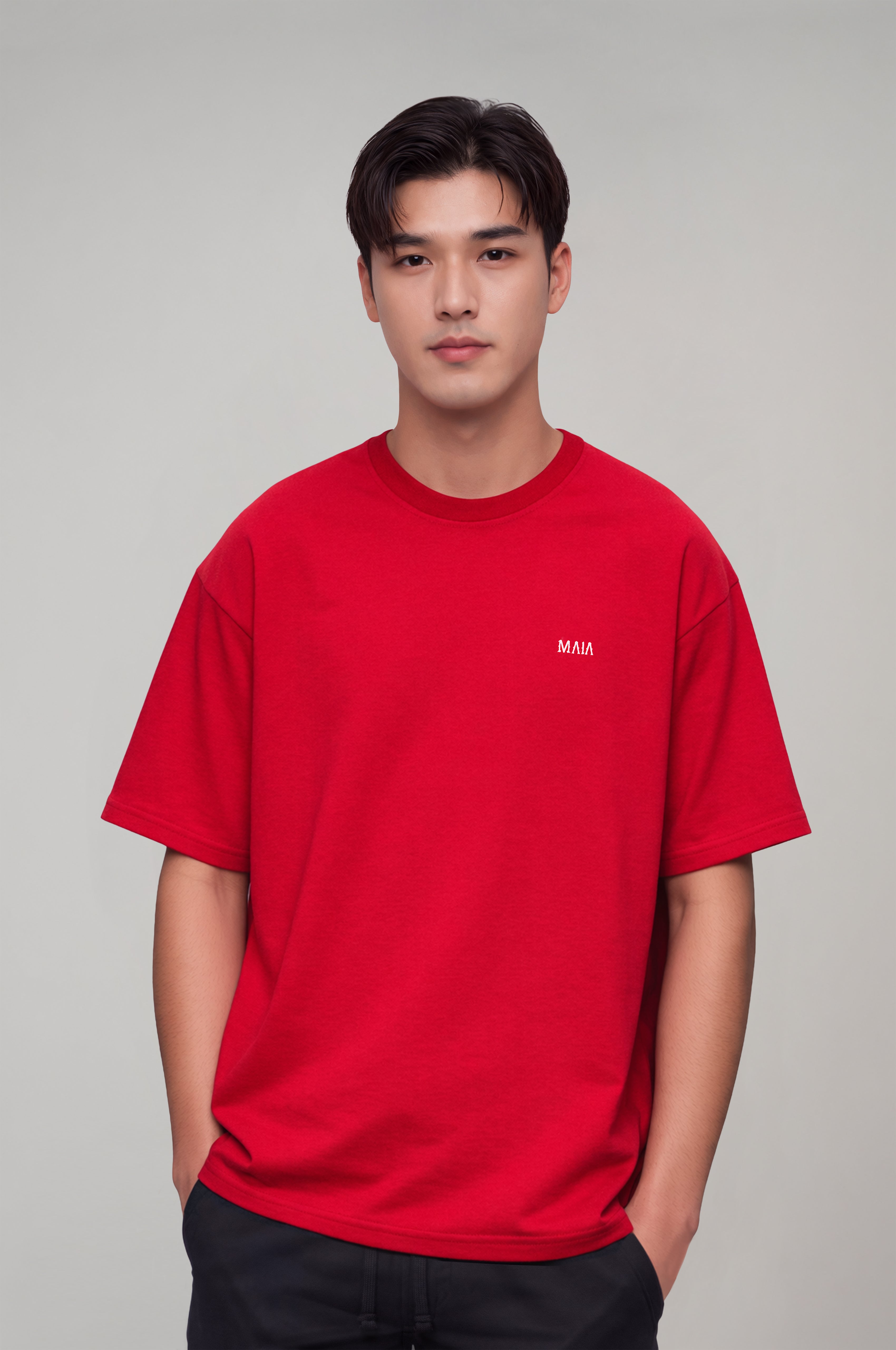 Men's Red Oversized T-Shirt with Fencing Back Print