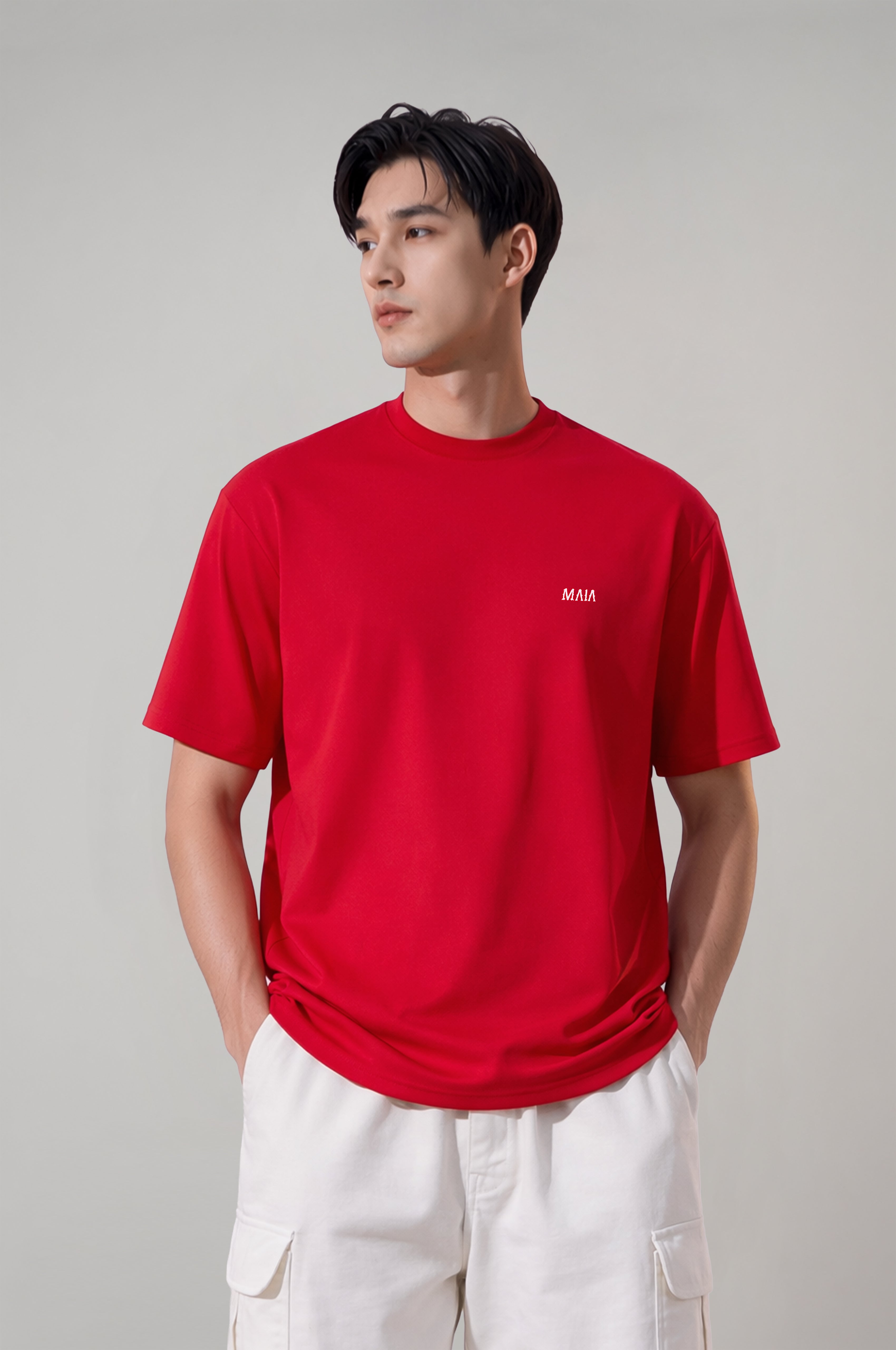 Men's Red Oversized T-Shirt with Fencing Back Print