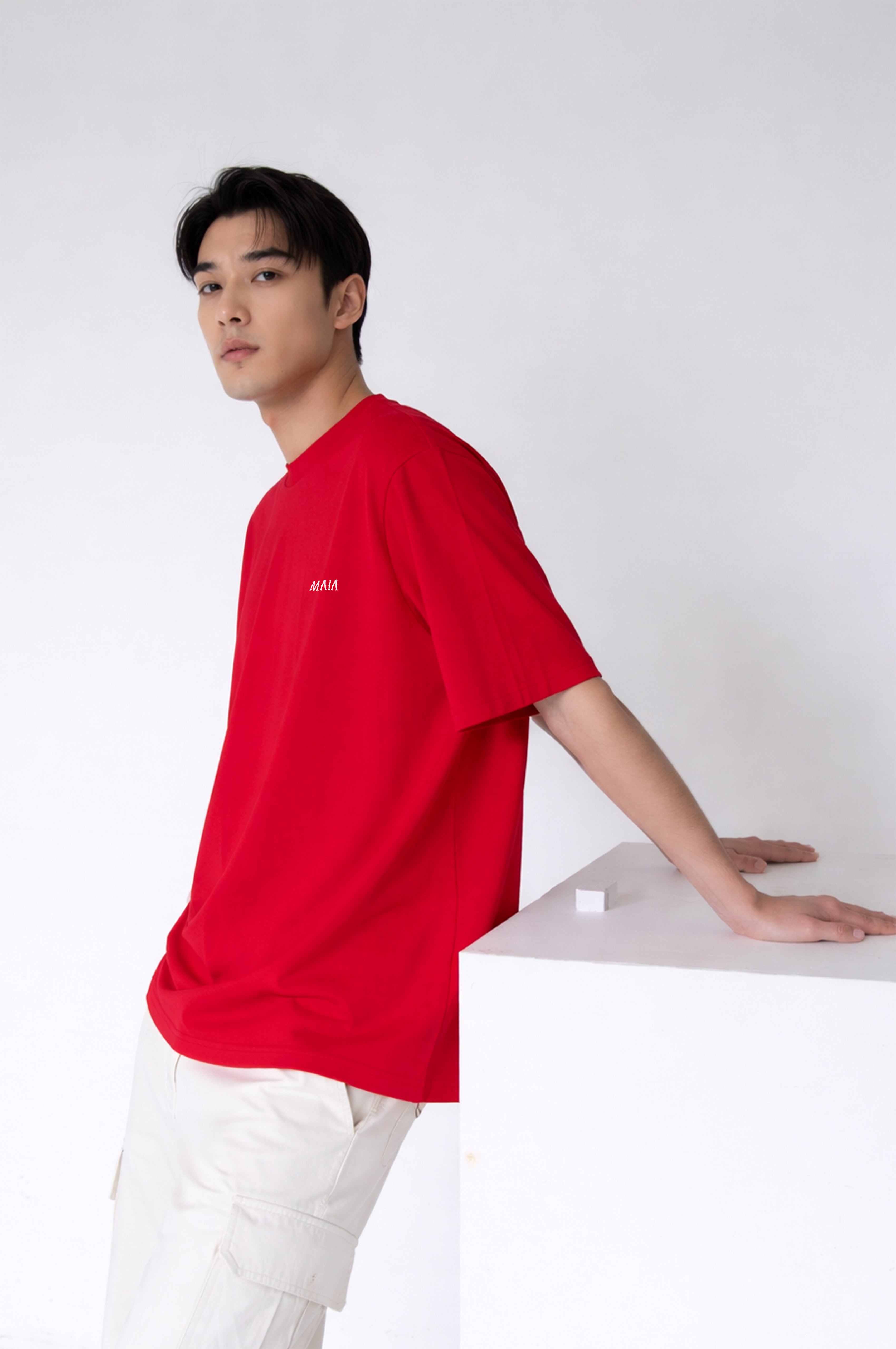 Men's Red Oversized T-Shirt with Fencing Back Print