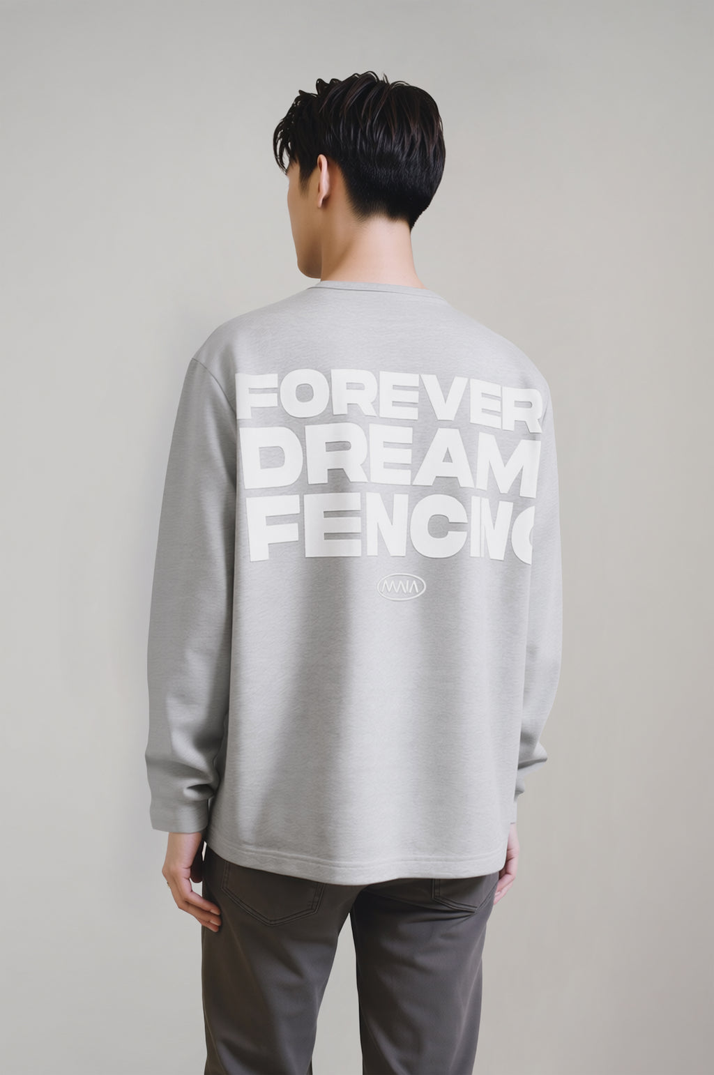 Men's Grey Melange Oversized Sweatshirt Fencing Theme