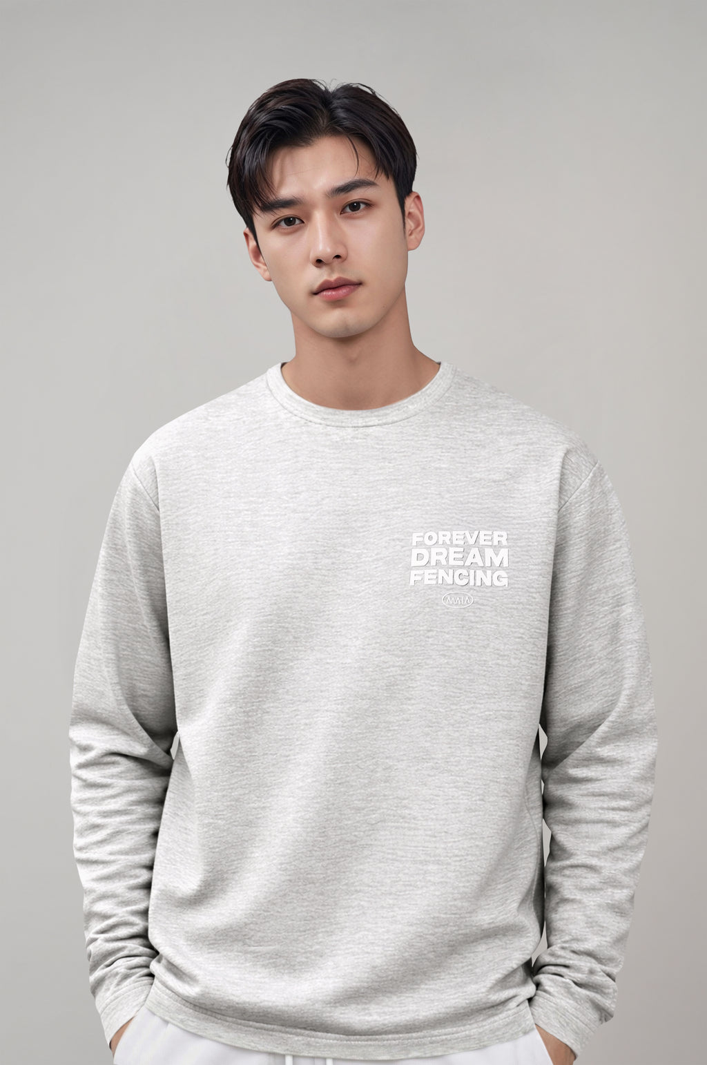 Men's Grey Melange Oversized Sweatshirt Fencing Theme