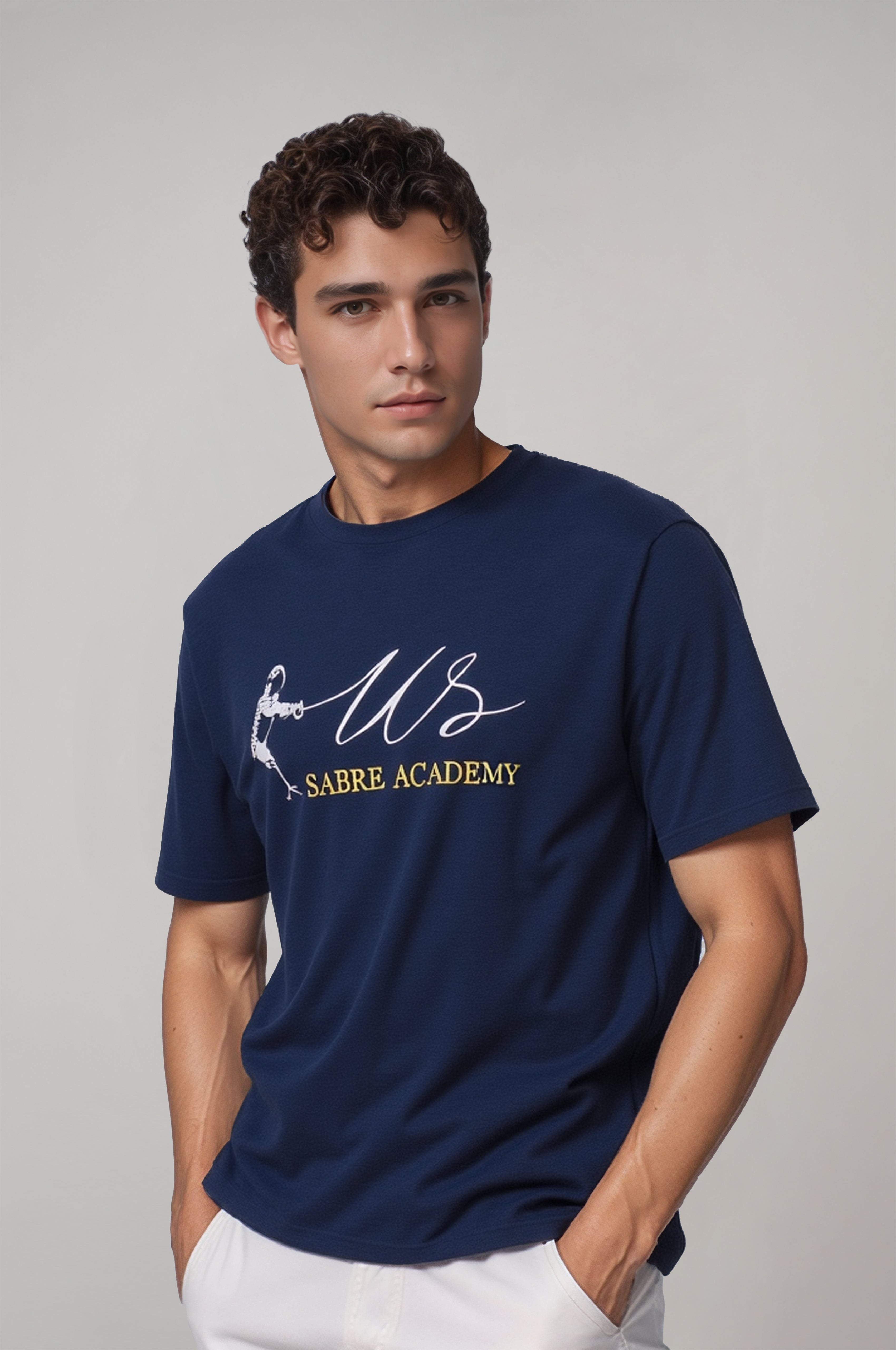 US Sabre Academy Navy Blue Embroidered T-Shirt