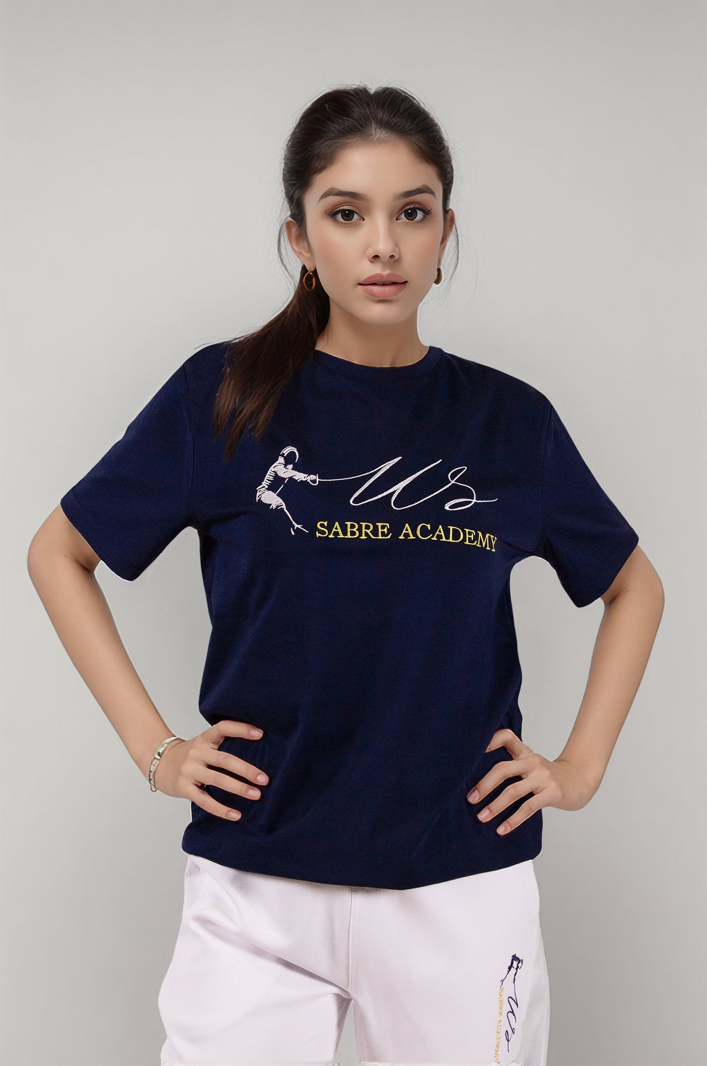 US Sabre Academy Navy Blue Embroidered T-Shirt