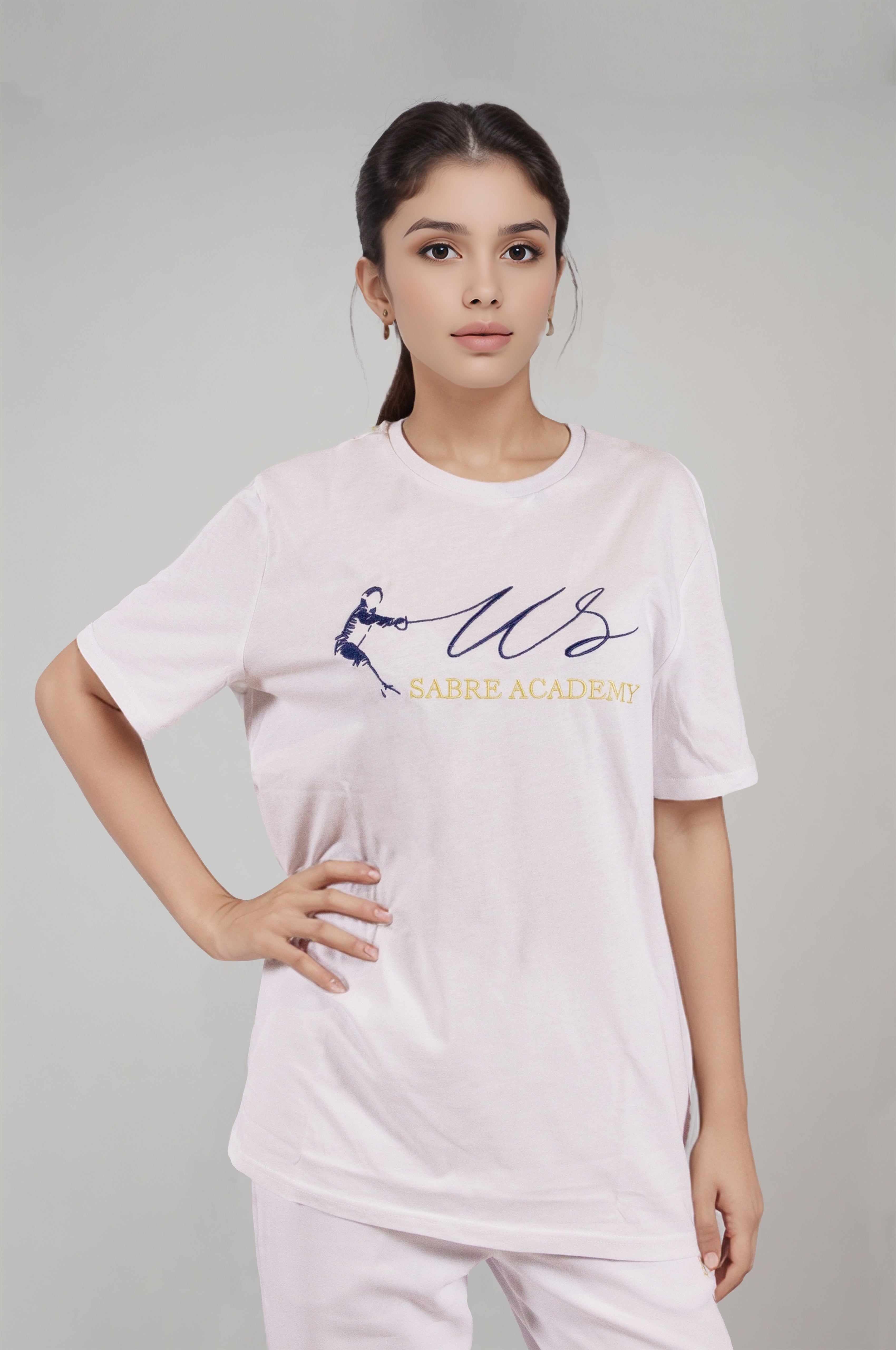 US Sabre Academy White Embroidered T-Shirt