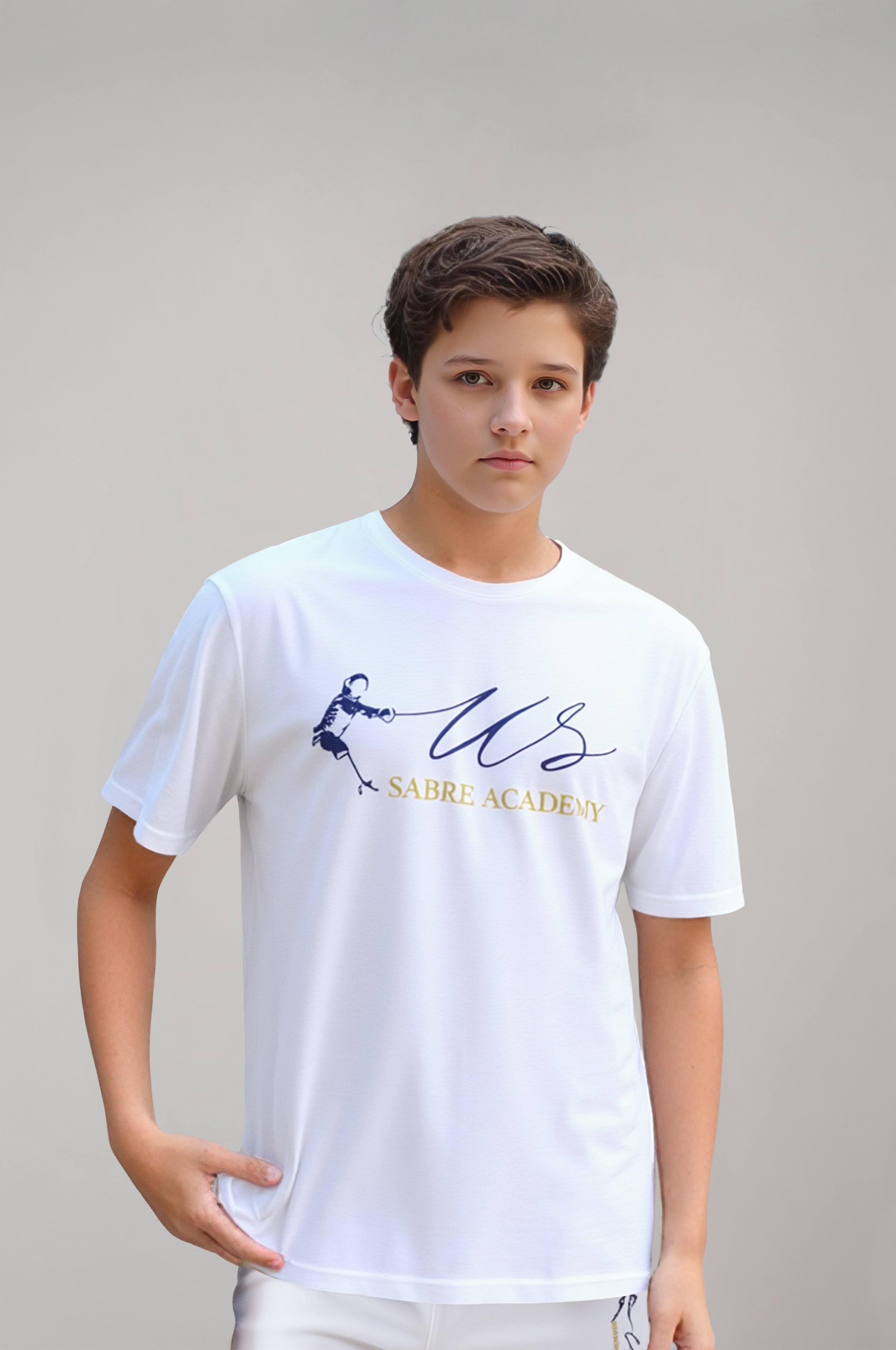 US Sabre Academy White Embroidered T-Shirt