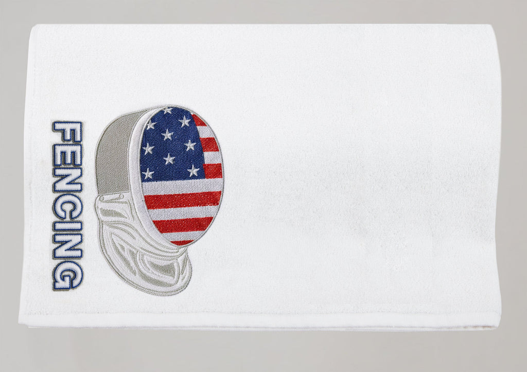 USA Fencing Sports Cotton Workout White Towel